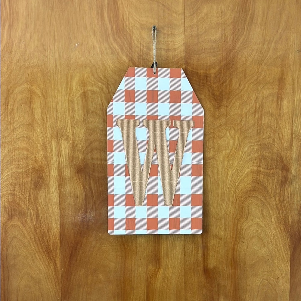 Orange and White Gingham Wall Decor